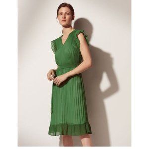 Ruffled dress with belt Green (New), Size: XS (34)